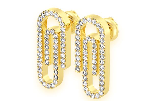 Paper Clip Diamond Earrings 14k Solid Gold 0.45ctw