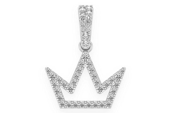 Open Silhouette Crown Diamond Pendant 14k Solid Gold 0.25ctw