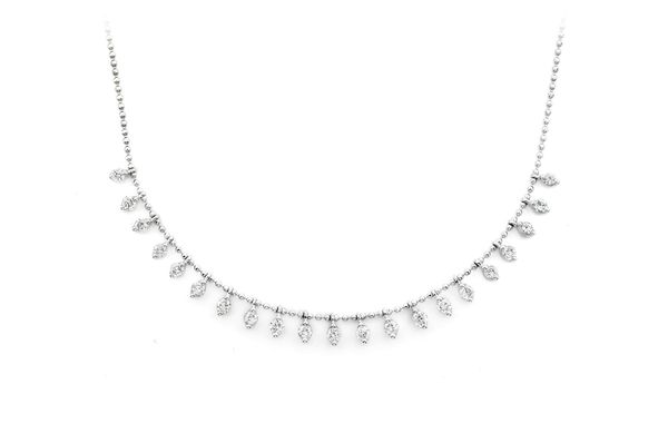 21 Stone Diamond Necklace 14k Solid Gold 0.75ctw