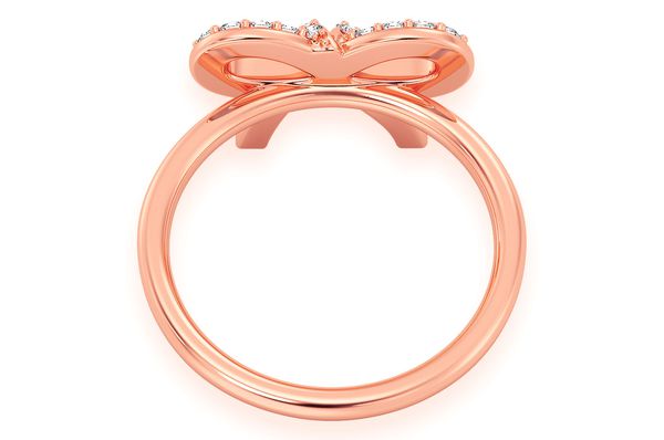 Ribbon Bow Diamond Ring 14k Solid Gold 0.25ctw