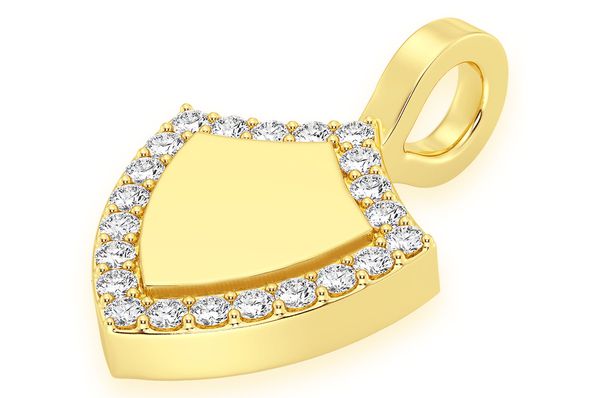 Engraveable Shield Diamond Pendant 14k Solid Gold .20ctw
