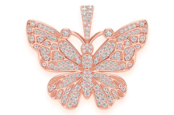 Butterfly Diamond Pendant 14k Solid Gold 1.00ctw