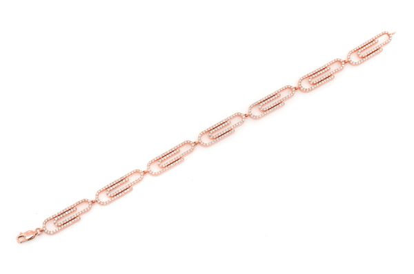 Paper Clip Diamond Bracelet 14k Solid Gold 3.50ctw
