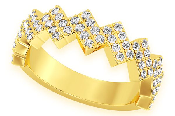 Zig Zag Diamond Ring 14k Solid Gold 0.60ctw