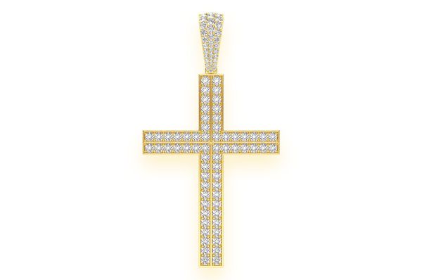Straight Accent Cross Diamond Pendant 14k Solid Gold 5.50ctw