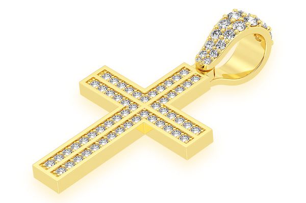 Straight Accent Cross Diamond Pendant 14k Solid Gold 0.75ctw