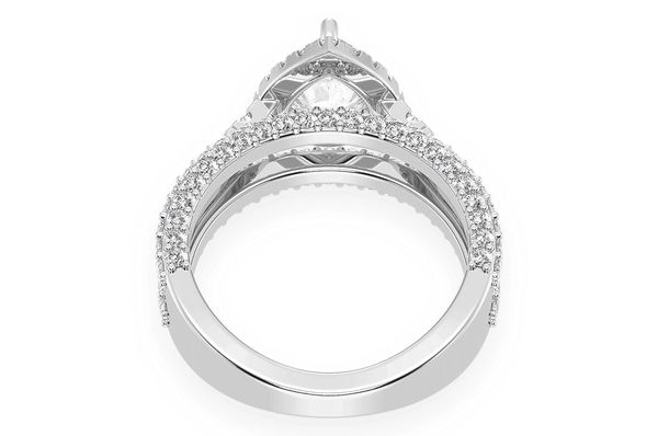 1.50ct Pear Solitaire - Three Row - Diamond Engagement Ring - All Natural