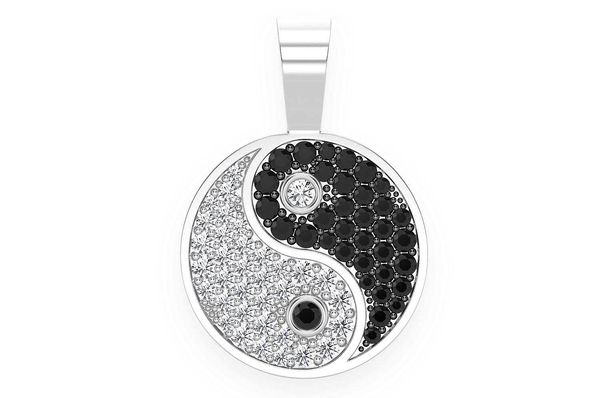 Yin Yang Black & White Diamond Pendant 14k Solid Gold 0.80ctw
