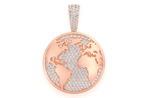 Globe Diamond Pendant 14k Solid Gold 1.33ctw