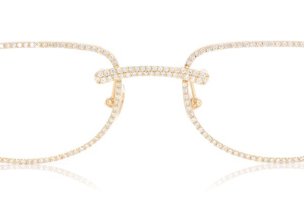 Cartier Glasses Iced Out Diamond Rims - 2.90ctw - Yellow Gold