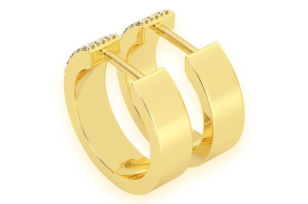 Three Row Hoop Diamond Earrings 14k Solid Gold 0.40ctw