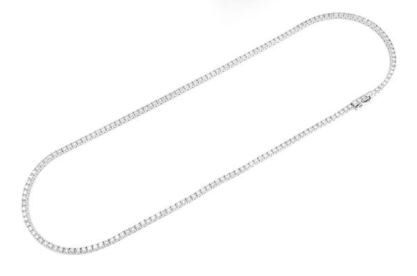 9pt Prong Set Diamond Tennis Necklace 14k Solid Gold 15.00ctw