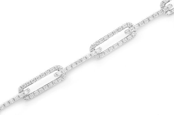 Icebox - 1 Row Elongated Rolo Link Diamond Bracelet 14k Gold 3.25ctw