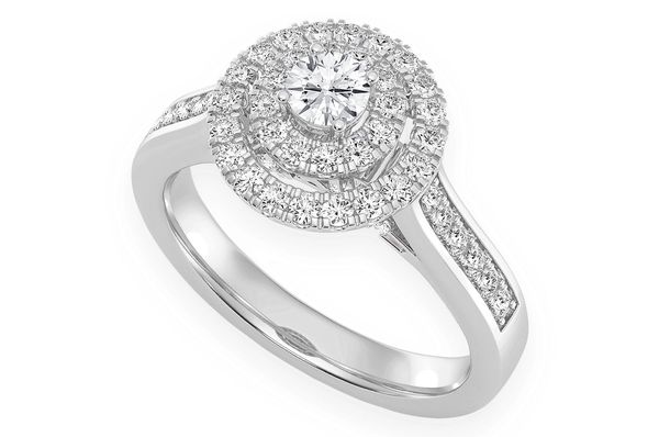 0.75ctw Round Double Halo - Diamond Engagement Ring - All Natural
