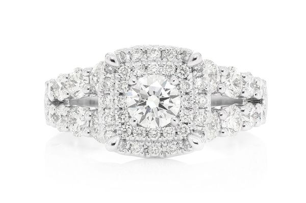 Double Halo Split - Diamond Engagement Ring - All Natural