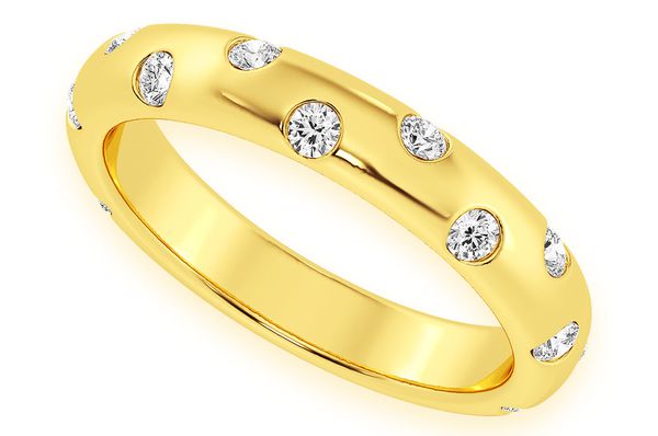 Staggered Bezel Set Diamond Band 14k Solid Gold 0.40ctw