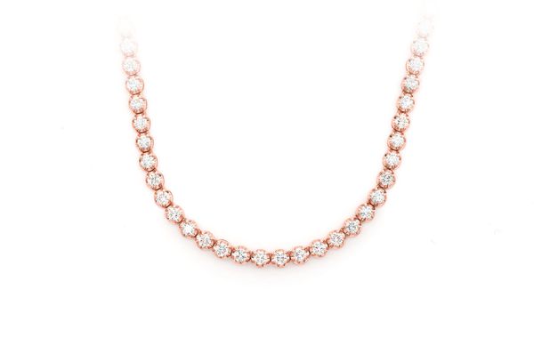 5pt Crown Set Diamond Necklace 14k Solid Gold 7.75ctw