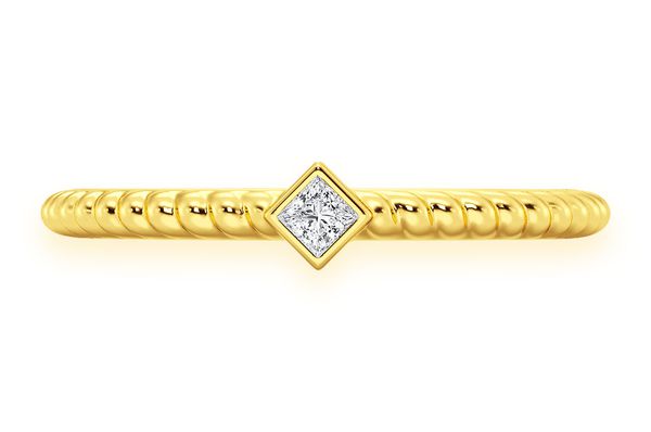 Princess Bezel Rope Diamond Ring 14k Solid Gold 0.05ctw