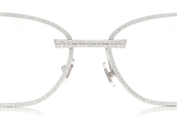 Icebox - Cartier Panther Glasses Iced Out Diamond Rims - 5.85ctw - White  Gold