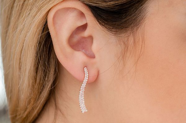 Curve Dangling Diamond Earrings 14k Solid Gold 0.90ctw