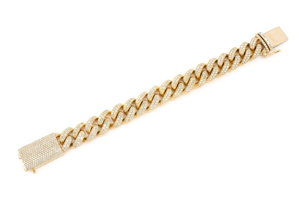 18MM Miami Cuban Diamond Bracelet 14k Solid Gold 14.25ctw