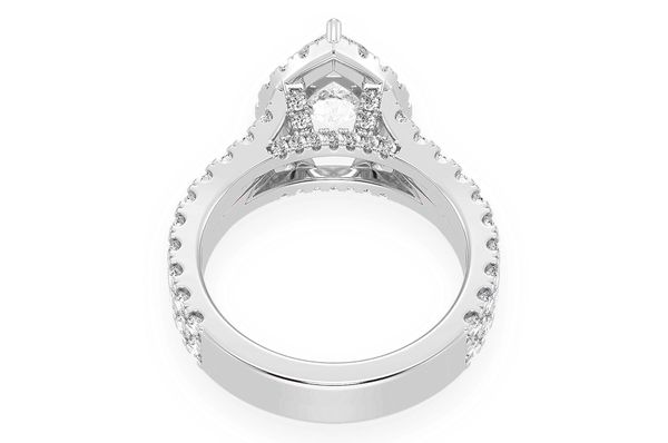 Sphinx - 2.00ct Pear Solitaire - Two Row Split Scallop - Diamond Engagement Ring - All Natural Diamonds