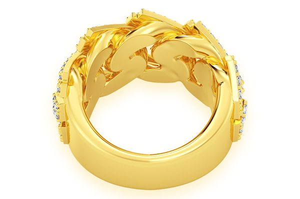 Jagged Raised Cuban Diamond Ring 14k Solid Gold 2.40ctw