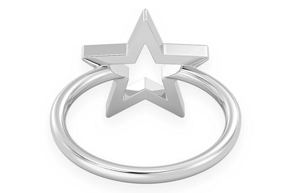 Open Star Diamond Ring 14k Solid Gold 0.15ctw