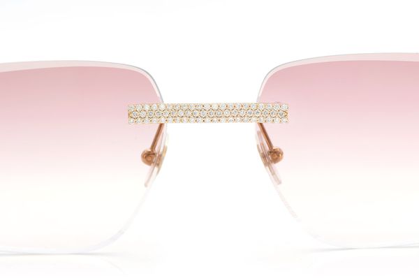 Cartier Glasses Iced Out Diamonds Rimless - Pink Fade Lens - 1.15ctw