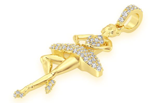 Dancing Ballerina Diamond Pendant 14k Solid Gold 0.50ctw