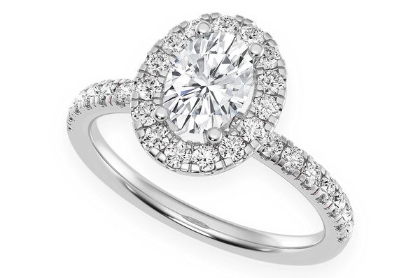 Thav - 0.75ct Oval Solitaire - Scallop Halo One Row - Diamond Engagement Ring - All Natural Diamonds