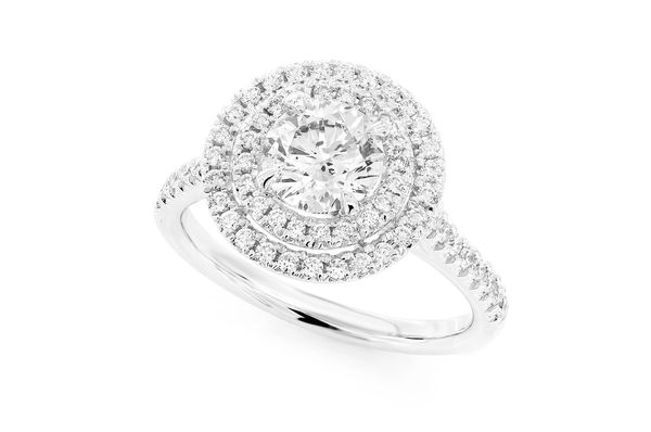 1.00ct Round Solitaire - Double Halo - Diamond Engagement Ring - All Natural