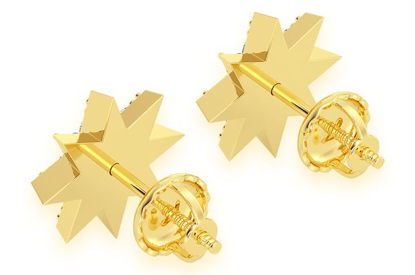Mini 8 Point Star Stud Diamond Earrings 14k Solid Gold 0.10ctw