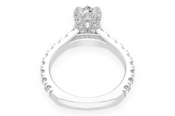 Thinn - 1.00ct Pear Solitaire - Single Row Scallop - Diamond Engagement Ring - All Natural