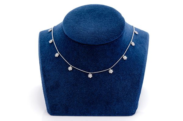 Floral Diamond Necklace 14k Solid Gold 0.50ctw