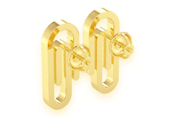 Paper Clip Diamond Earrings 14k Solid Gold 0.45ctw