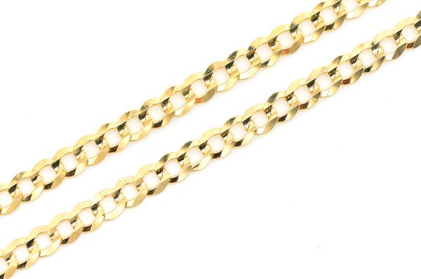 2.5MM Flat Curb Link 14k Solid Gold Chain