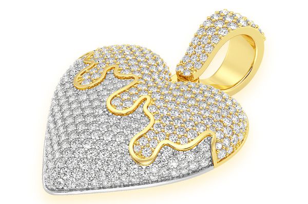 Dripping Heart Diamond Pendant 14k Solid Gold 1.25ctw