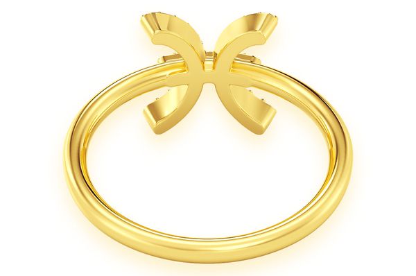 Pisces Zodiac Diamond Ring 14k Solid Gold 0.10ctw 