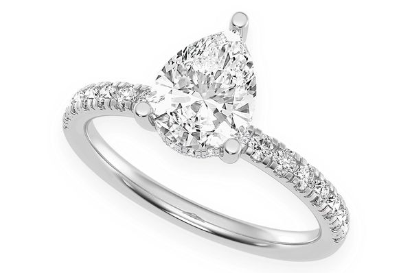Thinn - 1.50ct Pear Solitaire -one Row Under Halo - Diamond Engagement Ring - All Natural