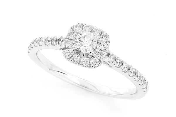 .50ctw - Cushion Halo Diamond Engagement Ring - All Natural