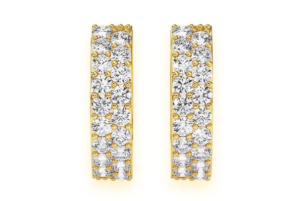 Two Row Hoop Diamond Earrings 14k Solid Gold 0.35ctw