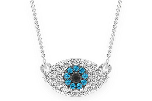 Evil Eye Diamond Necklace Connected 14k Solid Gold 0.25ctw
