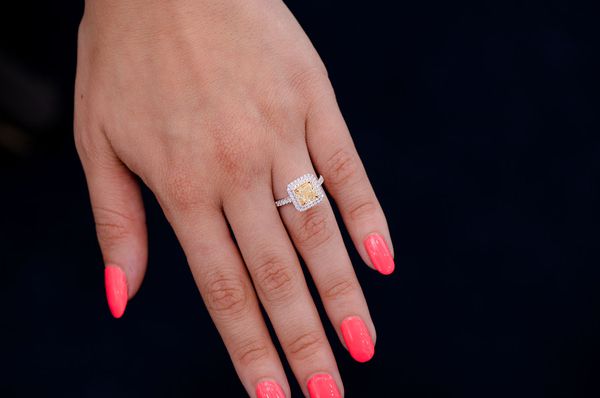 1.50ct Cushion Yellow Diamond Double Halo - Diamond Engagement Ring - All Natural
