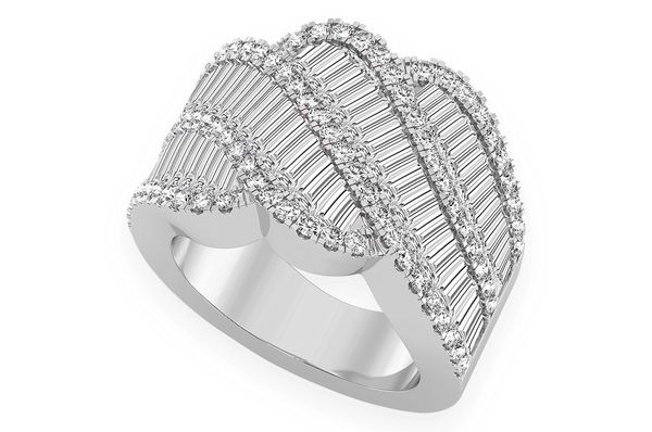 Wave Baguette Diamond Ring 14k Solid Gold 4.25ctw