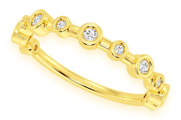 Two Size Bezel Diamond Band 14k Solid Gold