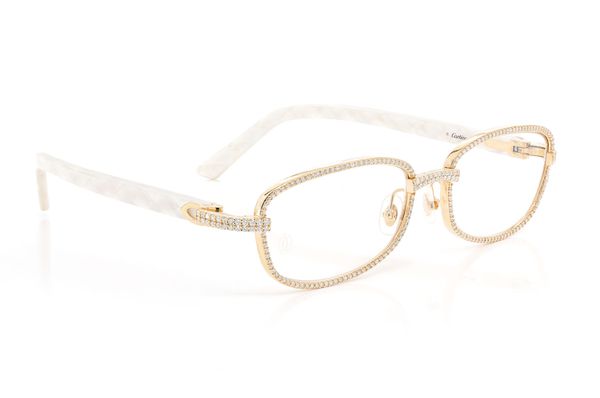 Cartier Glasses Iced Out Diamond Rims - 3.50ctw - Yellow Gold