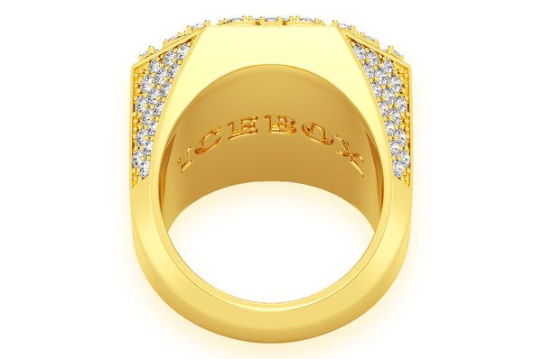 Multi Halo Signet Diamond Ring 14k Solid Gold 4.40ctw