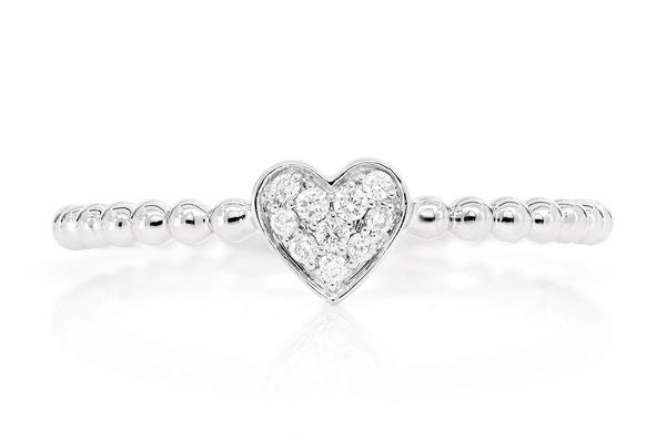 Beaded Heart Diamond Ring 14k Solid Gold 0.05ctw