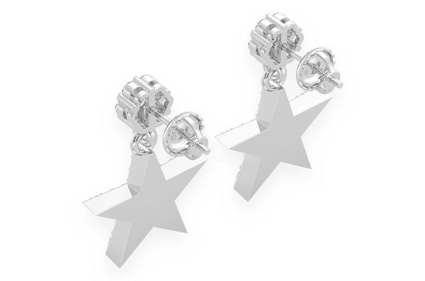 5 Point Star Dangling Stud Diamond Earrings 14k Solid Gold 0.75ctw